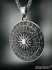 Stern Zeichen Kompass Anhänger Edelstahl Halskette Sonne Mond Magie Symbole 327B