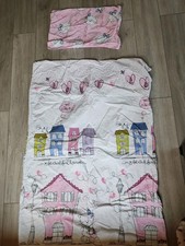 Kinderbettwäsche Katze & Häuschen rosa 135x100 cm – Decke & Kissenbezug