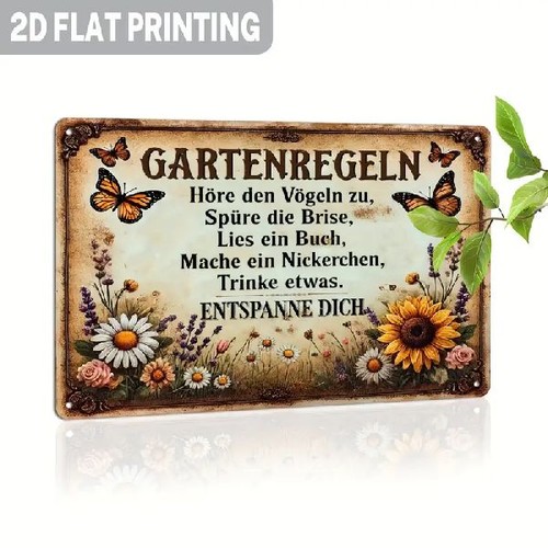 Blechschild gartenregeln - blechschild,