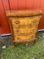 Antike Vintage Wurzelholz Einlegearbeit Schubladen Kommode Original