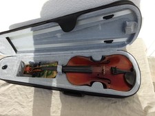 Alte Geige ca. 59,8 cm Korpus ca. 35,8 cm Zettel Engel Violin Markneukirchen