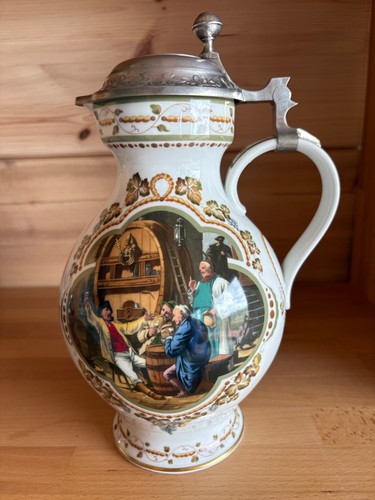 Weinkrug mit zinndeckel von - weinkrug,