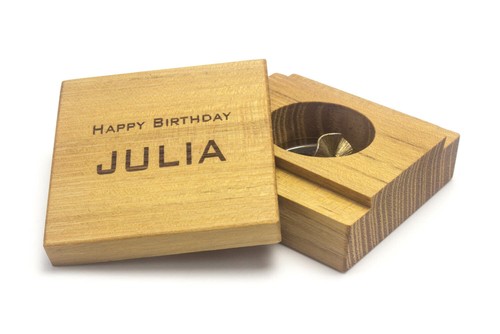 Ringbox aus holz - holz, leder