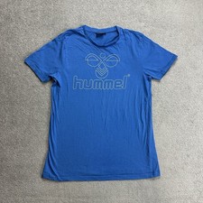 HUMMEL Herren T Shirt Kurzarm Gr L Sport Training Handball Logo 28012 Blau