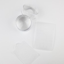Breiter transparenter Stempel m Deckel & 2 Schablonen. Einfache Anwendung Nägel