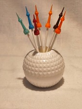 DDR Design Fernsehturm Berlin Plaste Partyspieße mit Halterung  Souvenir weiss