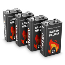 ABSINA 4x Rauchmelder Batterie 9V Block - Alkaline Batterien Blockbatterien