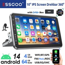 DAB+ 4+64GB Android 14 Carplay Autoradio GPS Navi 1 DIN 360° Drehbar Bildschirm