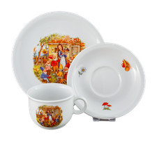 Kindergeschirr Set 3-teilig Porzellan Kindergedeck DDR Märchen Schneewittchen