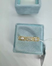 2Ct Baguetteschliff Echt Moissanit Band Hochzeit Ring 14K Gelbgold Versilbert