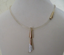 Pierre Lang Kautschukkette klar/goldfarben ca. 44,5  Anhänger  ca. 5 cm