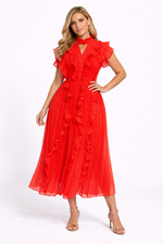 ELEGANTES ROTES MIDIKLEID -