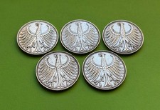 5x 5 Deutsche Mark Silberadler DM Silbermünze - 1951 - D + F + G
