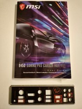 I/O IO Blende Shield für MSI B450 GAMING PRO CARBON MAX WIFI - inkl. Handbuch