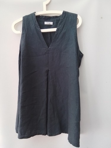 Dunkelblaue leinen sommerbluse - leinen,