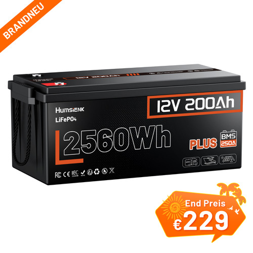 Humsienk 12v 200ah 2560wh - 200ah,