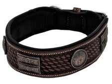 Halsband FALK Breit Flechtmuster Conchos Braun o Schwarz  Leder Lederhalsband TY