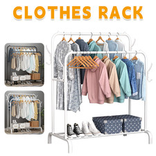 Klappbar Schwerlast Kleiderständer Garderobenständer mit Schuhregalen und Ablage