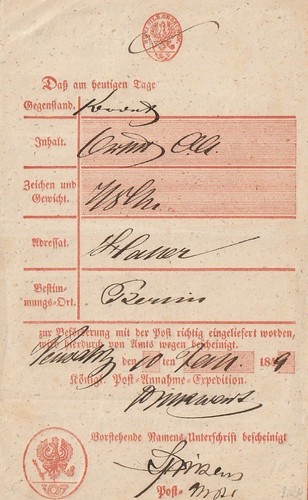 Preussen fahrpost postschein - :,