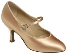 Supadance 1012 Damen Fleisch Satin 3" Contour Court Tanzschuhe - Größe 31⁄2