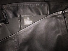 MADELEINE Damen Jugendliche Leder-Look Hose Leggings Schwarz Rau Gr.40