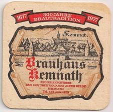 Brauhaus Kemnath - alter Bierdeckel "300 Jahre Brautradition" aus 1977
