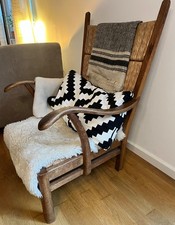 Antiker Sessel 40er Jahre:  High back Bas Van Pelt armchair in oak and wicker