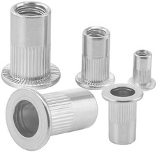 Flachkopf Einnietmuttern Blindnietmuttern Gewindenieten V2A Edelstahl hochfest