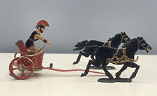 Wunderschöne Pferde Kutsche Römer Filigranes Zinn Figur 78 US Signiert Alt