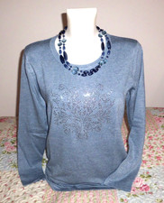 Bexleys Woman - Hübscher Damen Feinstrickpullover in edlem Design -blau - Gr. S