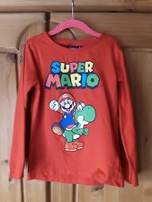 Kinder Langarmshirt Rot,  Super Mario, Größe 122