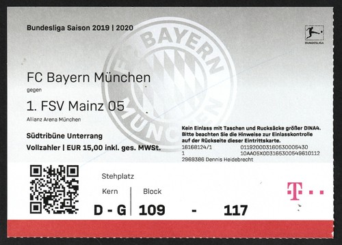 Ticket 2019 bayern - 2019/20, |