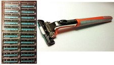 Original Gillette Contour Plus Rasierer Edelstahlkopf neu in OVP + 20 Klingen 