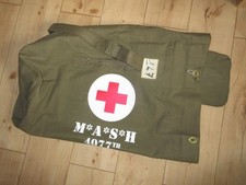 US Army Mash Medical Corps Seesack Canvas Duffle Bag Navy Vietnam WWII Red Cross