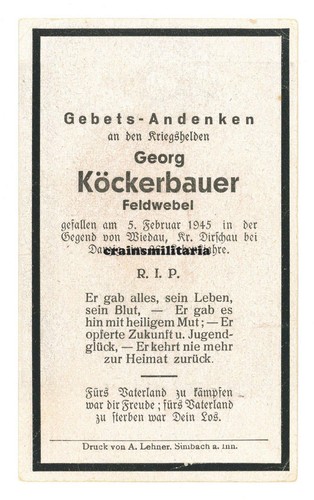 Orig sterbebild grenadier - orig., +