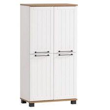 Highboard - weiß matt - Eiche