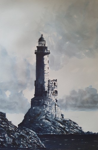 Bild aquarell leuchtturm - aquarell,