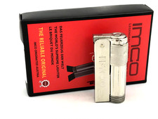 IMCO Super Benzin Triplex mit Logo neu ovp Chrome Oil Nickel Feuerzeug Box 