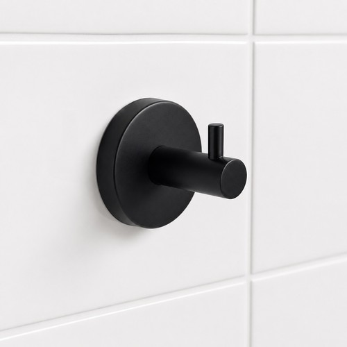 Round black handtuchhaken - round,