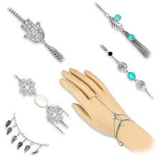 Sklavenarmband Armband Ring Handschmuck Hamsa Hand Tribal Perlen Blätter Armband