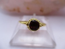 Schmaler Damen Ring 925 Sterlingsilber vergoldet Glas rot Schliff rund Rg 56/16