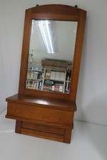 Alter Spiegel Holzrahmen mit Ablage Lade mit Klappdeckel - Art Deco