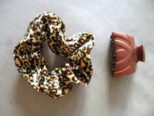 Haargummi und Haarklammer beige braun Zopfgummi Haarspange