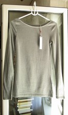 ESPRIT DAMEN BASIC U-BOOT FEINSTRICK LANGARM SHIRT GRAU MELIERT S, 36 NEU