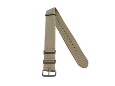 Nato Militär Nylon Uhrenarmband  20 mm Khaki Beige Desert Silber Matt Strap