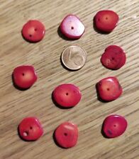 Hobbyauflösung 10 Stk. Bambus Koralle Perlen  Scheibe Rot barock ~12-18x1-3 mm A