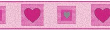 A.S. Création Bordüre Herzen 5312-16 pink u. silber Herzen auf rosa Herzdekor