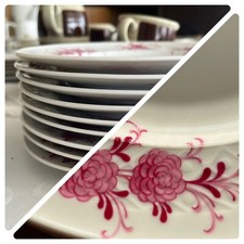 9 x Seltmann Weiden Annabell * Kuchenteller Dessertteller 19 cm * rosa Blume ?