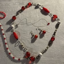 7 Tlg Modeschmuck Set Paket Rot Weiß