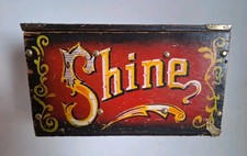 Selten!  Antiker Wunderschöner Schuhputzkasten Box/ 5 Cent- Shine -Holz